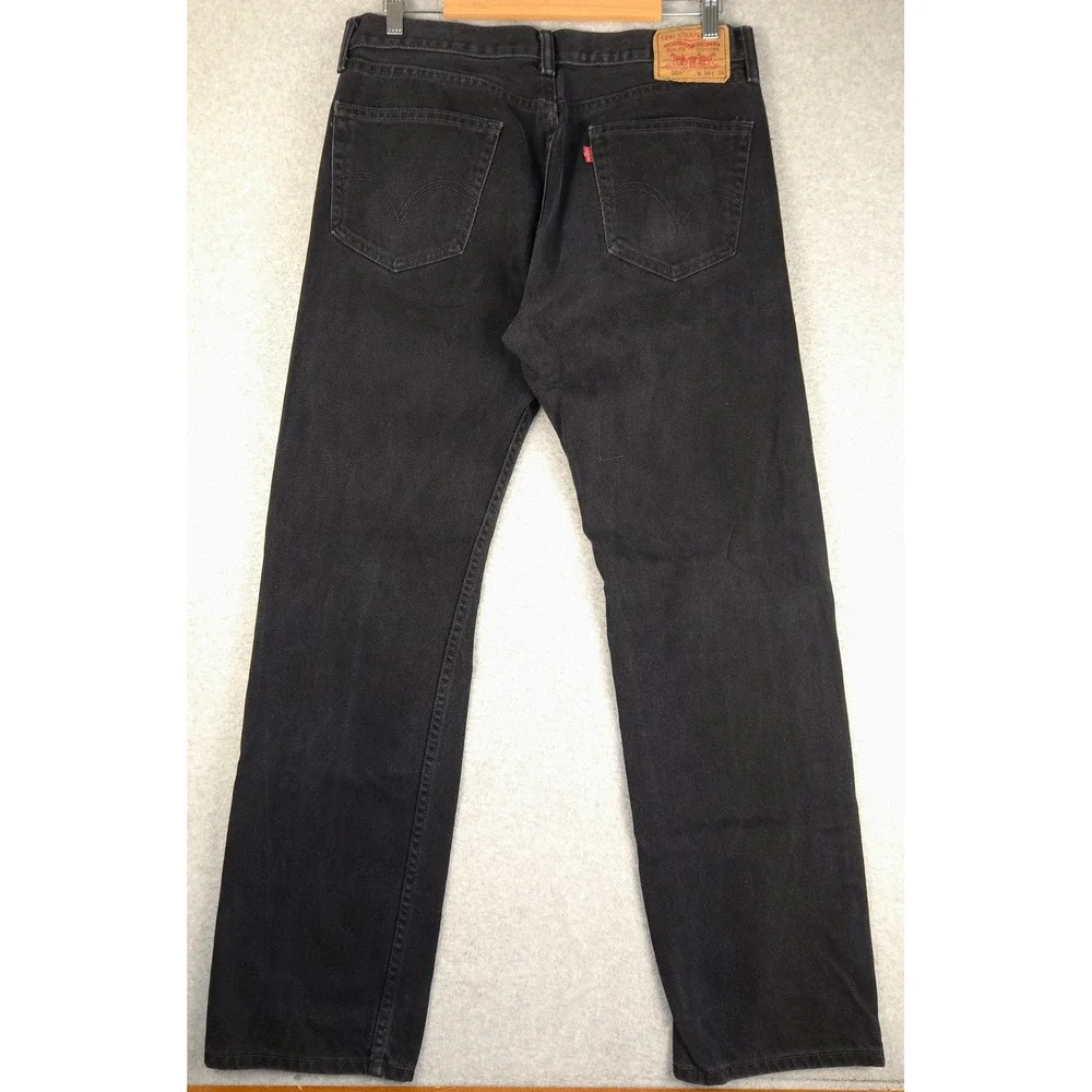 Levis 505 Straight Fit Jeans Mens Black Denim Pants 00505 34x34 (Fits 34x32)